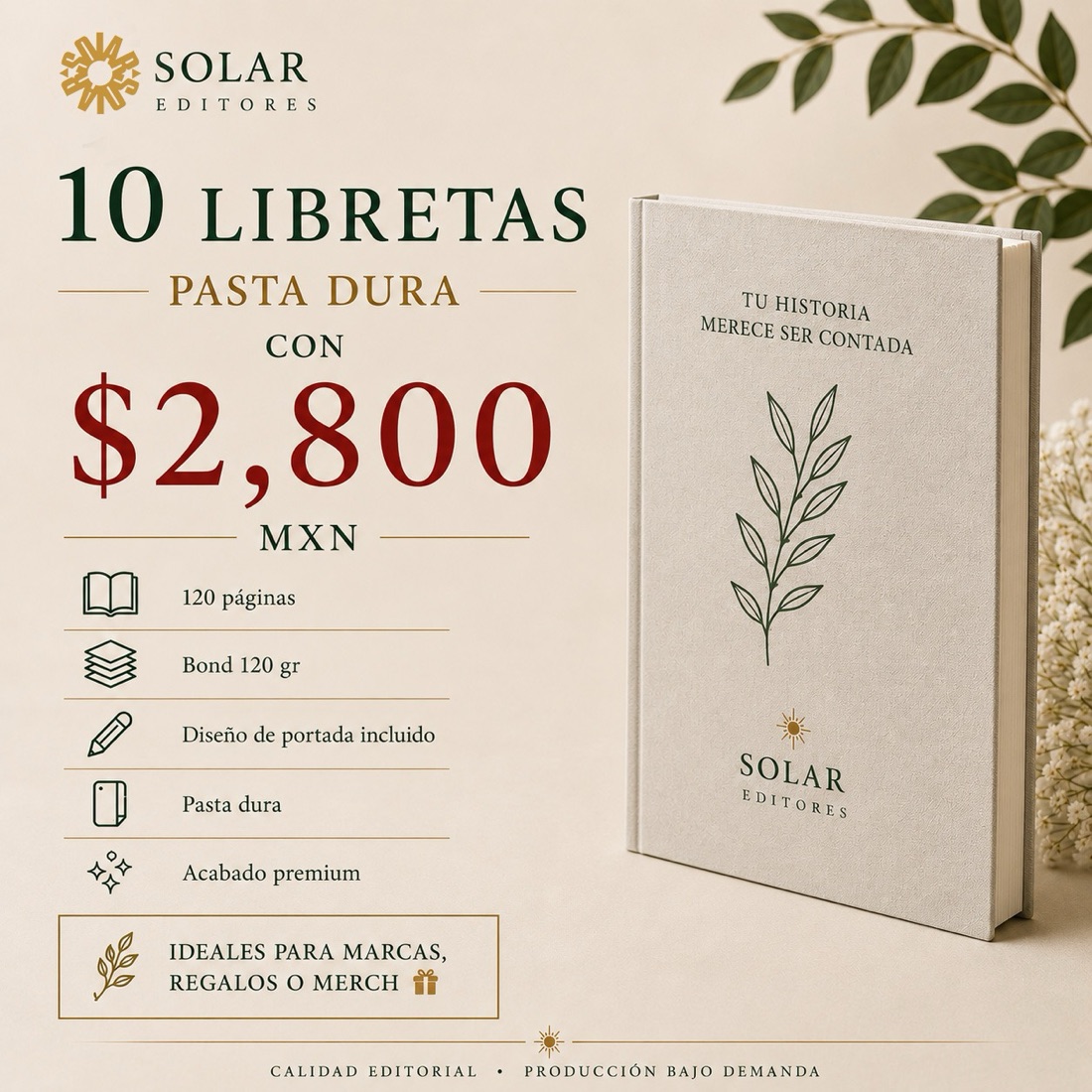 10 libretas $2,800