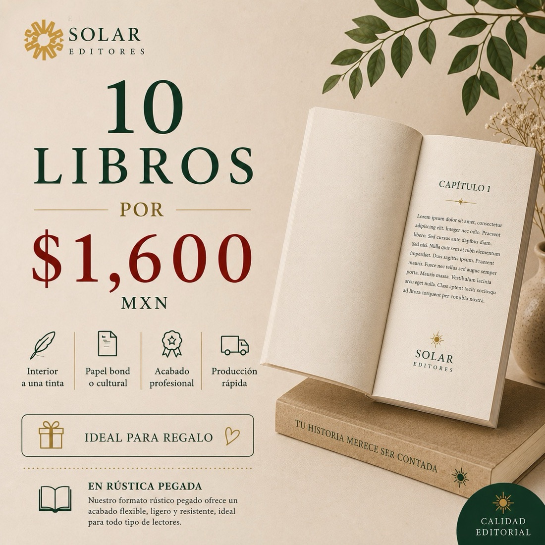 10 libros $1,600